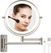 enhance your beauty routine with a rechargeable wall mounted lighted makeup vanity mirror - 1x/10x magnifying, 3 color lights, dimmable and 360° swivel. perfect for your bathroom or vanity space! logo