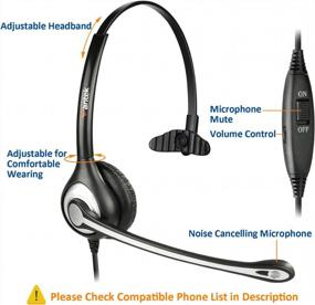 img 1 attached to Wantek Corded Telephone Headset Mono W/Noise Canceling Mic Compatible With ShoreTel Plantronics Polycom Zultys Toshiba NEC Aspire Dterm Nortel Norstar Meridian Packet8 Landline Deskphones(F600S2)