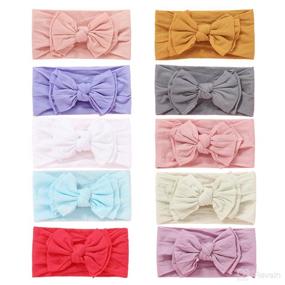 img 4 attached to 10-Pack Baby Nylon Headbands with Bow - Elastic Hairbands Turban Accessories for Newborns, Infants, Toddlers, and Kids (2019LXZA)