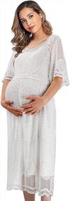 img 4 attached to Платье для беременных с цветочным кружевом для детского душа: реквизит SMDPPWDBB