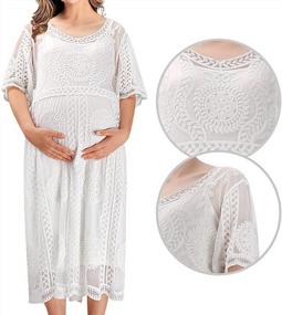 img 1 attached to Платье для беременных с цветочным кружевом для детского душа: реквизит SMDPPWDBB