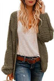 img 4 attached to Women'S Chunky Knit Cardigan Sweater Open Front Long Sleeve Loose Outwear Coat