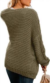 img 2 attached to Women'S Chunky Knit Cardigan Sweater Open Front Long Sleeve Loose Outwear Coat