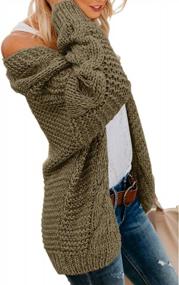 img 3 attached to Women'S Chunky Knit Cardigan Sweater Open Front Long Sleeve Loose Outwear Coat