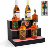 44-key remote controlled 3 step lighted liquor bottle display shelf - 16 inch 20 color illuminated bar bottle shelf with acrylic lighting shelves for commercial and home bars. logo