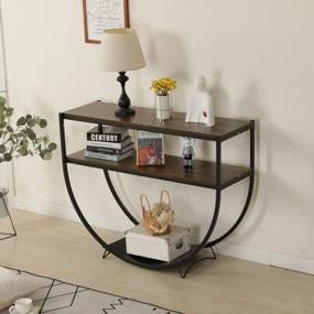 img 1 attached to YOLENY 48" 2-Tier Console Table Arc-Shaped Modern Sofa Table With Storage Shelves For Entryway, Living Room, Dining Room And Porch