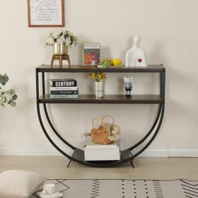 img 4 attached to YOLENY 48" 2-Tier Console Table Arc-Shaped Modern Sofa Table With Storage Shelves For Entryway, Living Room, Dining Room And Porch