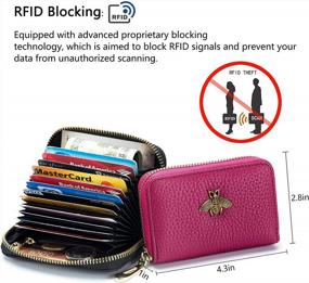 img 2 attached to RFID Credit Card Holder For Women - Small Leather Zipper Wallet Case By IMEETU