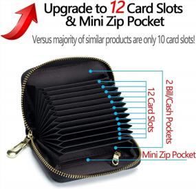 img 1 attached to RFID Credit Card Holder For Women - Small Leather Zipper Wallet Case By IMEETU