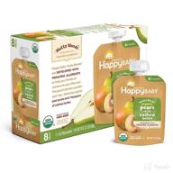 🍐 happy baby organics nutty blends organic pears with cashew butter - convenient 3 oz pouch, pack of 8 logo