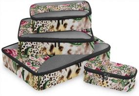 img 3 attached to 4-Piece Packing Cube Set In Animal Print And Floral Design, Travel Organizer Bags With Mesh For Carry-On Luggage, Suitcase And Backpack Storage Pouch Accessories