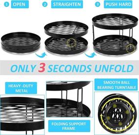 img 3 attached to 🌪️ 12-Inch Non-Skid Lazy Susan Spice Rack - Metal Turntable Cabinet Organizer, 360° Rotating Holder for Kitchen, Bathroom, Living Room - Black/Bronze Brush Design