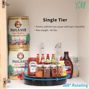 img 1 attached to 🌪️ 12-Inch Non-Skid Lazy Susan Spice Rack - Metal Turntable Cabinet Organizer, 360° Rotating Holder for Kitchen, Bathroom, Living Room - Black/Bronze Brush Design