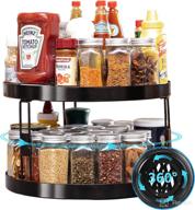 🌪️ 12-inch non-skid lazy susan spice rack - metal turntable cabinet organizer, 360° rotating holder for kitchen, bathroom, living room - black/bronze brush design logo