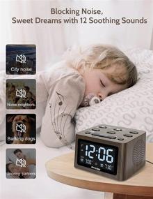 img 2 attached to Sleep Better With REACHER Wooden Dual Alarm Clock And White Noise Machine - Adjustable Volume, 6 Alarm Sounds, 12 Soothing Sounds, USB Charger, And Battery Backup