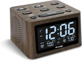 img 4 attached to Sleep Better With REACHER Wooden Dual Alarm Clock And White Noise Machine - Adjustable Volume, 6 Alarm Sounds, 12 Soothing Sounds, USB Charger, And Battery Backup