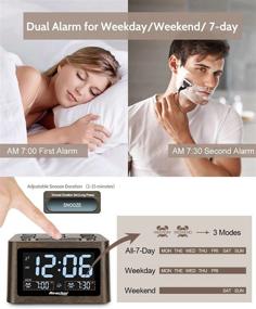 img 1 attached to Sleep Better With REACHER Wooden Dual Alarm Clock And White Noise Machine - Adjustable Volume, 6 Alarm Sounds, 12 Soothing Sounds, USB Charger, And Battery Backup