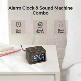 img 3 attached to Sleep Better With REACHER Wooden Dual Alarm Clock And White Noise Machine - Adjustable Volume, 6 Alarm Sounds, 12 Soothing Sounds, USB Charger, And Battery Backup