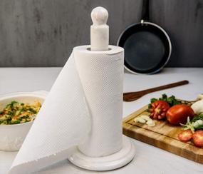 img 2 attached to Handmade White Marble Paper Towel Holder With Stand - Elegant & Durable Kitchen Towel Rack For Wrapping Paper & Hand Towels