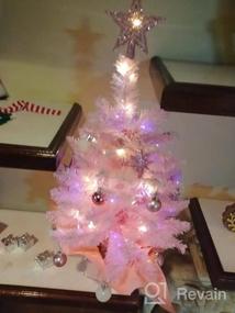 img 6 attached to Мини-набор рождественской елки с фиолетовыми светодиодными огнями - идеально подходит для украшения стола в помещении!
