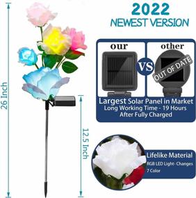 img 2 attached to Illuminate Your Garden With TONULAX Solar Rose Lights - 7-Color Changing, Realistic Flower Design, Enlarged Solar Panel - Perfect For Yard And Garden Decoration (2 Packs)