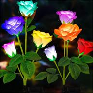 осветите свой сад с помощью солнечных розовых фонариков tonulax - смена 7 цветов, реалистичный дизайн цветов, расширенная солнечная панель - идеально подходит для украшения двора и сада (2 упаковки) логотип