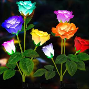 img 4 attached to Illuminate Your Garden With TONULAX Solar Rose Lights - 7-Color Changing, Realistic Flower Design, Enlarged Solar Panel - Perfect For Yard And Garden Decoration (2 Packs)