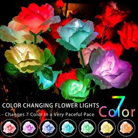 img 3 attached to Illuminate Your Garden With TONULAX Solar Rose Lights - 7-Color Changing, Realistic Flower Design, Enlarged Solar Panel - Perfect For Yard And Garden Decoration (2 Packs)