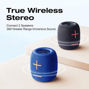 img 2 attached to Водонепроницаемый портативный Bluetooth-динамик IPX7 с мощным звуком на 360 °, глубокими басами, беспроводной технологией 5.0 и воспроизведением в течение 12 часов - Совместимость с домом, пляжем, душем и вечеринкой - Черный