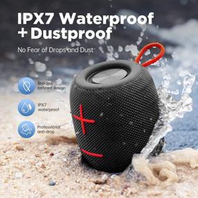 img 3 attached to Водонепроницаемый портативный Bluetooth-динамик IPX7 с мощным звуком на 360 °, глубокими басами, беспроводной технологией 5.0 и воспроизведением в течение 12 часов - Совместимость с домом, пляжем, душем и вечеринкой - Черный