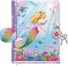 img 3 attached to DUDUBUY Mermaid Secret Diary With Lock 7" Journal Notebook With 300 Sided Lined And Blank Pages With Gem Studded Heart Shaped Padlock And Two Keys For Girls And Kids Ages 5-12