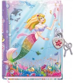 img 4 attached to DUDUBUY Mermaid Secret Diary With Lock 7" Journal Notebook With 300 Sided Lined And Blank Pages With Gem Studded Heart Shaped Padlock And Two Keys For Girls And Kids Ages 5-12