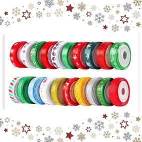 img 2 attached to 100 Yards Of Christmas Grosgrain Ribbons With Double Faced Metallic Glitter - Festive Satin Ribbon Rolls In 10Mm Widths For Gift Wrapping And Holiday Decorations By LIUYAXI