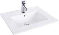 eclife 24" rectangle drop-in bathroom sink countertop with white ceramic top, 1.5 gpm chrome faucet, and pop-up drain (a08) logo