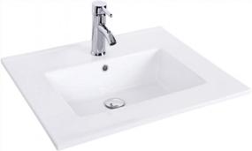 img 4 attached to Eclife 24" Rectangle Drop-In Bathroom Sink Countertop With White Ceramic Top, 1.5 GPM Chrome Faucet, And Pop-Up Drain (A08)