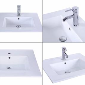 img 1 attached to Eclife 24" Rectangle Drop-In Bathroom Sink Countertop With White Ceramic Top, 1.5 GPM Chrome Faucet, And Pop-Up Drain (A08)
