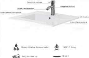 img 3 attached to Eclife 24" Rectangle Drop-In Bathroom Sink Countertop With White Ceramic Top, 1.5 GPM Chrome Faucet, And Pop-Up Drain (A08)