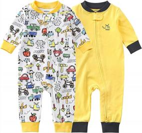 img 4 attached to Teach Leanbh Baby 2-Pack Footless Pajamas Cotton Long Sleeve Printing 2 Way Zipper Romper Jumpsuit Sleep And Play 3-24 Months