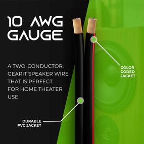 img 3 attached to GearIT Thick Gauge Copper Clad Aluminum Speaker Wire - 10 AWG (50 Feet), Perfect For Home Theater, Surround Sound, Radio, And Stereo Systems (Black)