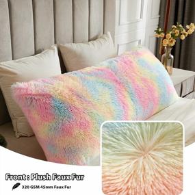 img 1 attached to LIFEREVO Rainbow Tie Dye Print Faux Fur Body Pillow Cover - 21"X54" Luxury Shaggy Fuzzy Pillowcase With Zipper For Fluffy Bedding, Rectangular Pillowshams For Christmas Decor