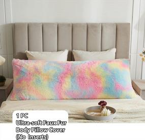 img 2 attached to LIFEREVO Rainbow Tie Dye Print Faux Fur Body Pillow Cover - 21"X54" Luxury Shaggy Fuzzy Pillowcase With Zipper For Fluffy Bedding, Rectangular Pillowshams For Christmas Decor