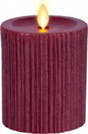 red embossed metallic furrow moving flame led pillar battery operated luminara flameless led candle 3.25x4.5 real wax recessed edge logo