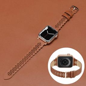 img 2 attached to Stylish Lace Leather Band For Apple Watch: Compatible With IWatch Series 1-8, 38-49Mm, Women'S Ultra Slim Genuine Leather Strap With Classic Clasp