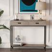 modern oak wood console table with drawers and shelf - ideal for hallways, living rooms and entryways! logo