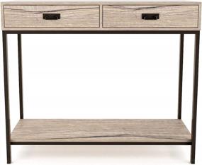 img 2 attached to Modern Oak Wood Console Table With Drawers And Shelf - Ideal For Hallways, Living Rooms And Entryways!