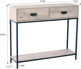 img 3 attached to Modern Oak Wood Console Table With Drawers And Shelf - Ideal For Hallways, Living Rooms And Entryways!