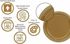 img 2 attached to 100 Count 9 Inch Round Gold Disposable Plates - Exquisite Plastic Party Plates For All Occasions!