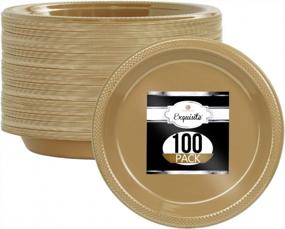 img 4 attached to 100 Count 9 Inch Round Gold Disposable Plates - Exquisite Plastic Party Plates For All Occasions!