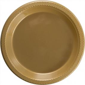 img 3 attached to 100 Count 9 Inch Round Gold Disposable Plates - Exquisite Plastic Party Plates For All Occasions!