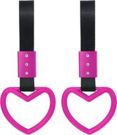 2 pieces jdm tsurikawa rings heart-shaped car handle straps drift charm rear bumper warning ring decor subway bus tsurikawa broken heart handle for car interior exterior decor (rose red) logo